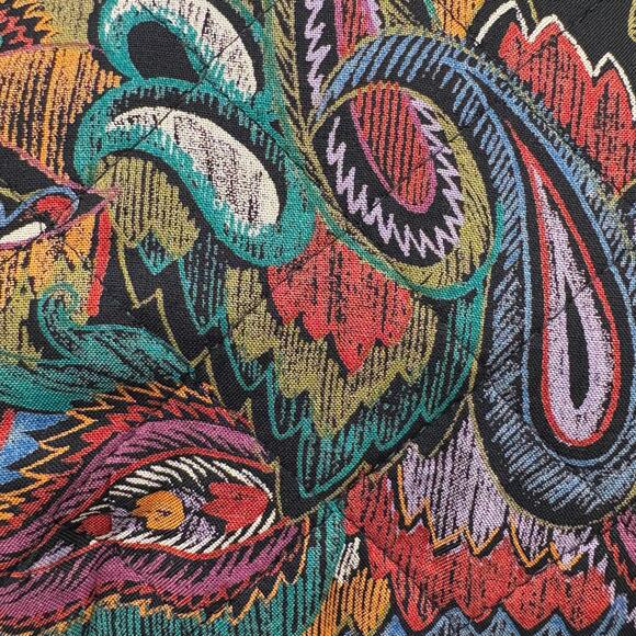 Miss‎ H Women's Vintage Floral Paisley Quilted Jacket Large Black Green - Picture 3 of 12